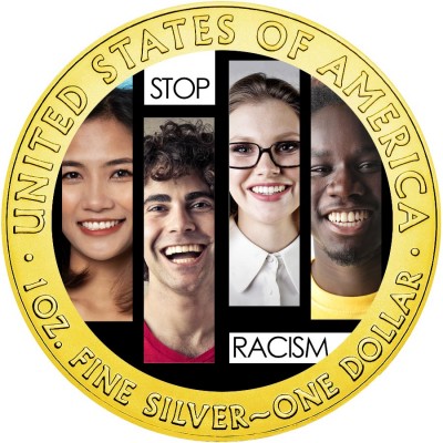 USA STOP RACISM Faces American Silver Eagle 2020 Walking Liberty $1 Silver coin Gold plated 1 oz